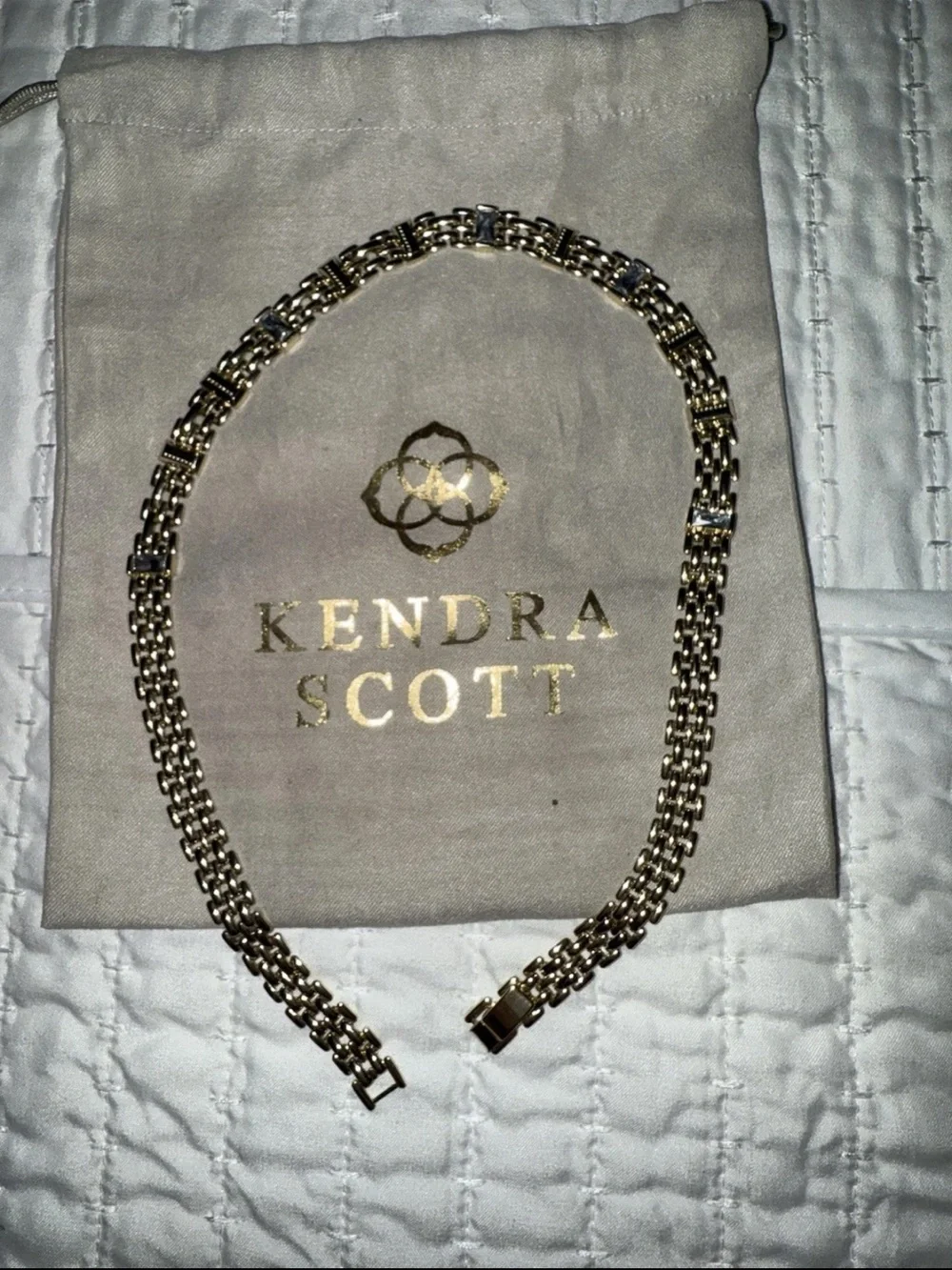 Kendra Scott Lesley Chain Necklace Gold 14k gold plated brass crystal MSRP $98